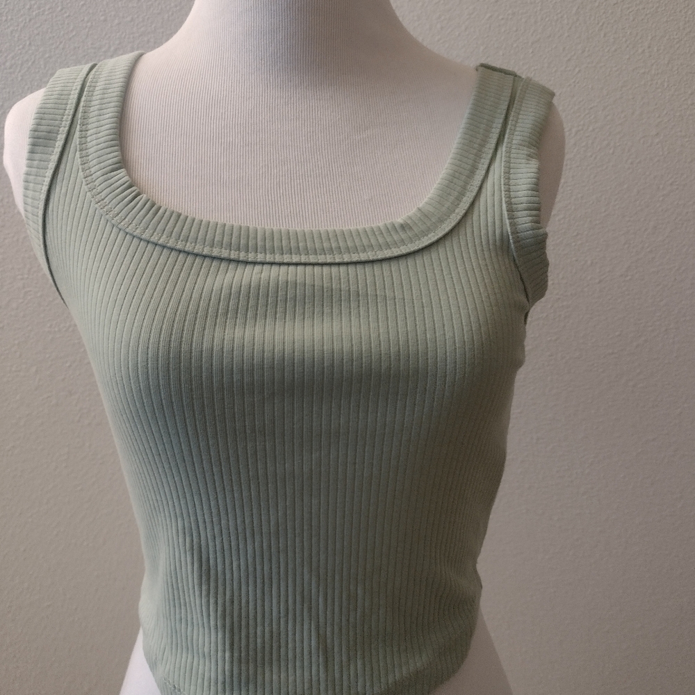 Mint Green Ribbed Tank Top - Picture 3 of 4